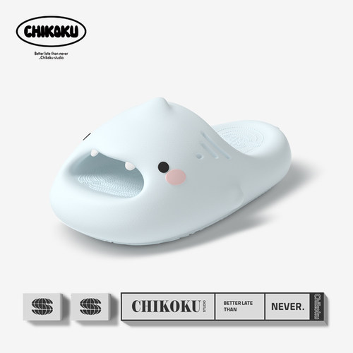 chikoku可爱鲨鱼情侣外穿凉拖鞋