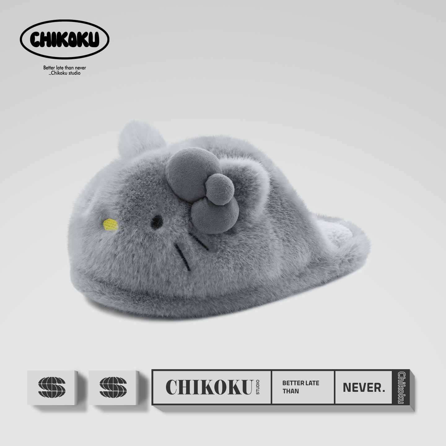 chikoku凯蒂猫棉拖鞋女冬新款helloKitty居家防滑保暖静音地板拖