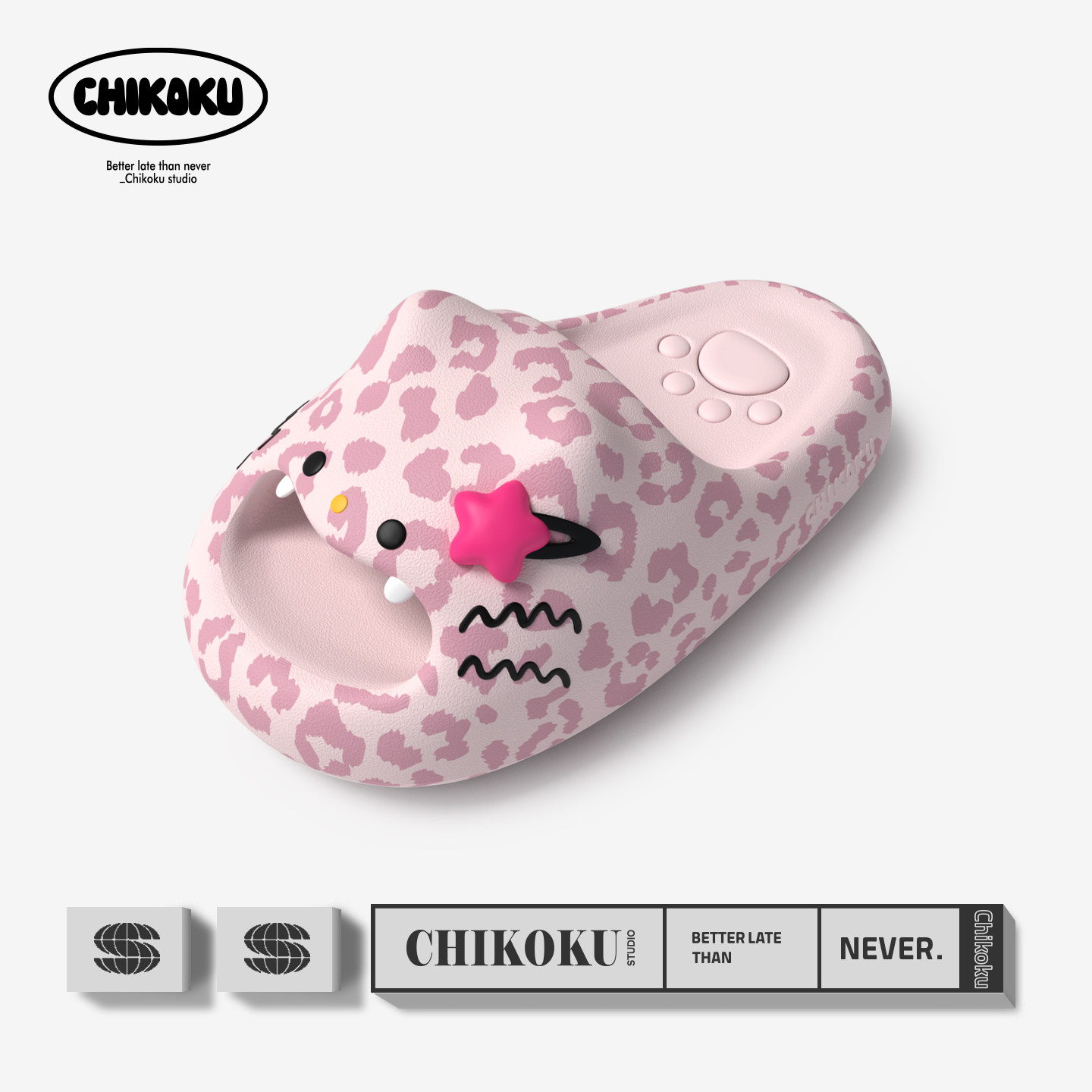 chikoku小猫EVA防滑厚底凉拖图片