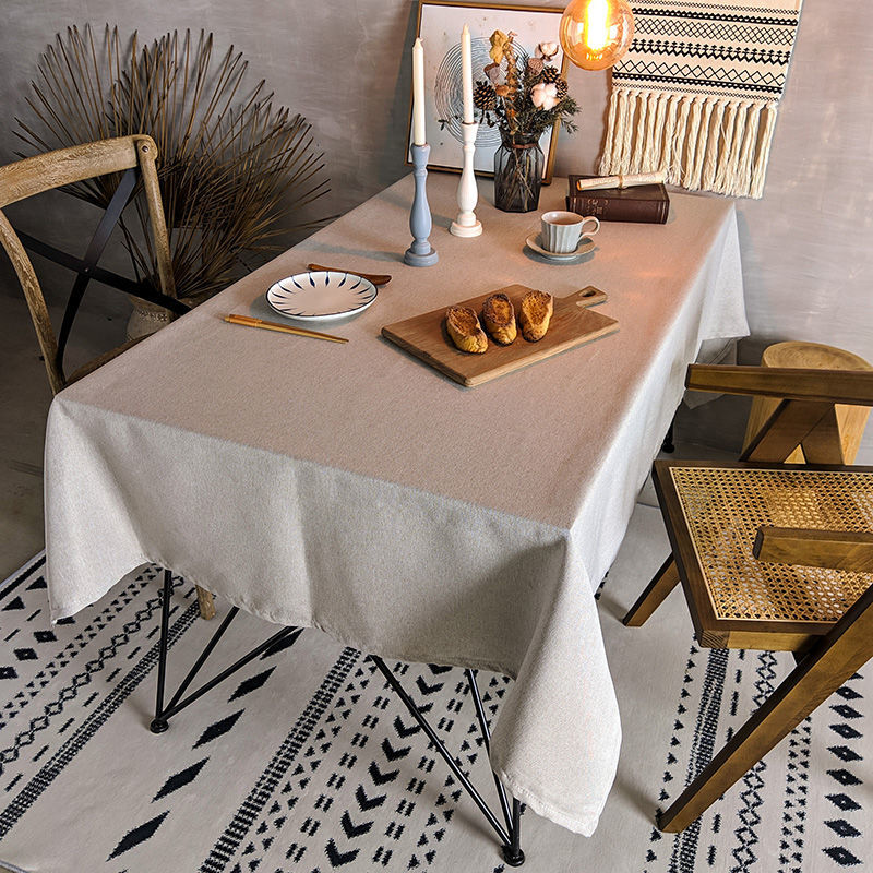 纯色布艺桌布棉麻亚麻素色简约