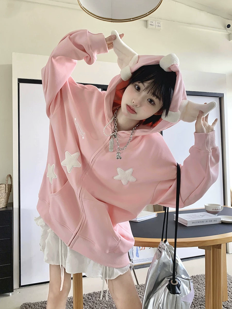 Милый толстовка с капюшоном, oversize
