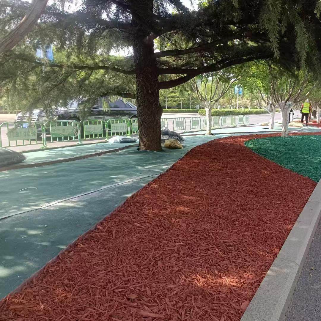 彩色覆盖物花园庭院园林造景土壤有机覆盖物彩色木丝木块木趣