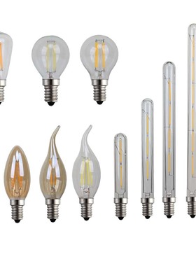 复古爱迪生LEDE14小螺口灯泡蜡烛灯节能超亮暖黄拉尾尖泡水晶酒吧