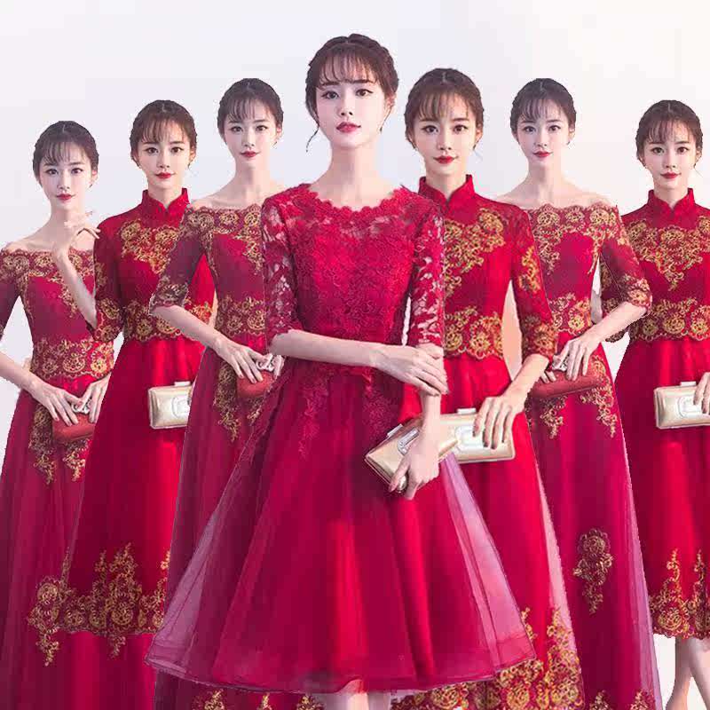 敬酒服新娘长款秋冬季2019新款显瘦中式结婚中国风孕妇晚礼服裙女|ruв категории Женская одежда, Cвадебные платья, платье/вечернее платье - от Buy2taobao.com для оказания профессиональной услуги покупки агента Taobao