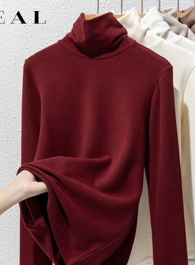 双面德绒打底衫女秋冬2025新款高领内搭纯色加厚磨毛发热保暖上衣