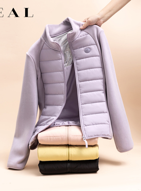 绵羊毛气绒防风立领外套女秋冬时尚外穿拼接云感加绒保暖长袖卫衣