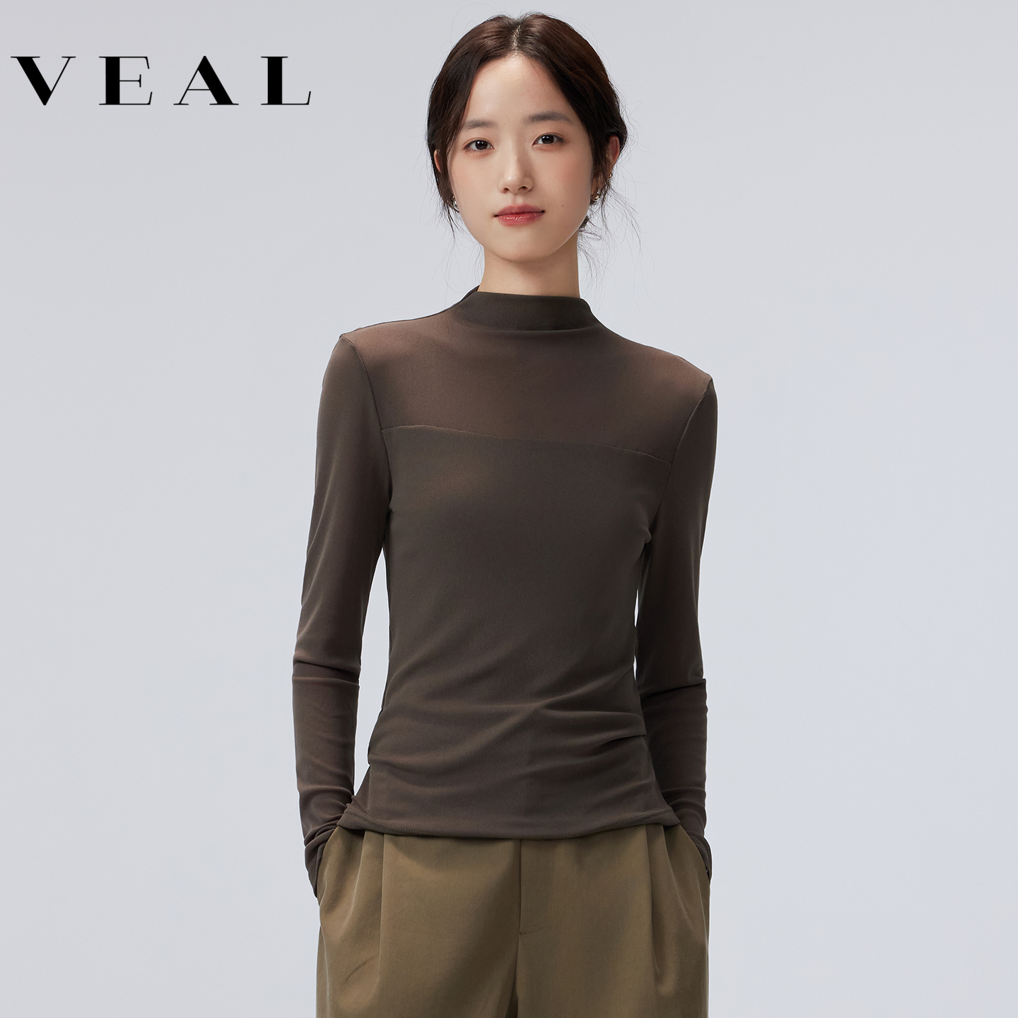 网纱打底衫女秋冬薄款内搭修身