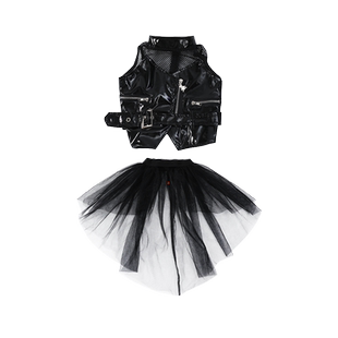 少儿潮流爵士舞T台模特走秀网纱燕尾服套装女童时尚舞蹈演出服酷