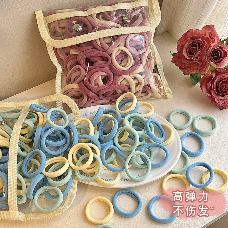 100根不伤发简约高弹力彩色无痕发圈少女ins可爱扎头绳橡皮筋发饰