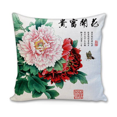 花开富贵棉麻抱枕牡丹花沙发靠枕