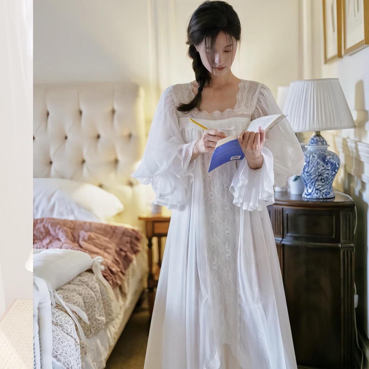 睡衣女新款冬高级感性感睡裙蕾丝连衣裙法式宫廷风公主带胸垫睡裙