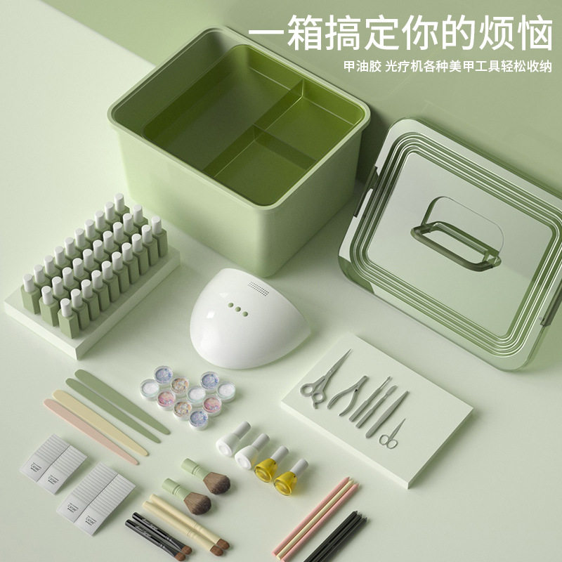 美甲工具箱多层桌面化妆品大容量防尘有盖口红指甲油美术生收纳盒