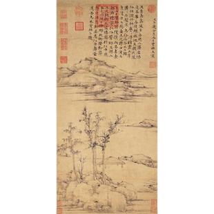 容膝斋图纸本立轴原大微喷复制学习临摹国画山 倪瓒 2XPJ1 1元