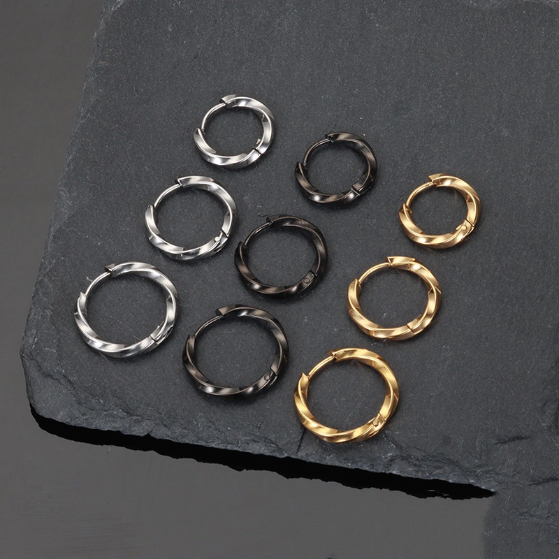 莫比乌斯耳环男女潮流扭纹钛钢耳钉个性冷淡风麻花耳饰耳扣不掉色