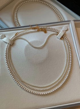 S家正品3mm极光baby细小米珠珍珠项链女配饰轻奢2025新款毛衣颈链