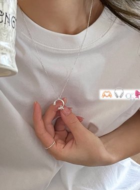 耳伴原创设计甜美蝴蝶结耳机项链女高级感轻奢小众配饰气质锁骨链
