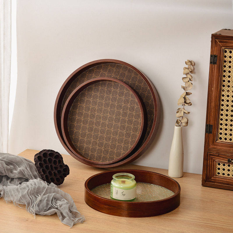 复古圆形收纳托盘酒店餐盘杯茶盘托桌面整理化妆品印花首饰收纳盒,家居饰品,饰品盒,淘宝优惠券,粉丝福利购,淘宝优惠卷