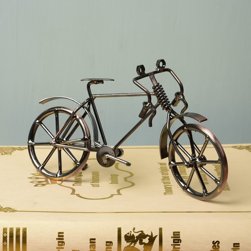 复古铁艺自行车小摆件家居饰品玄关电视柜拍摄道具酒柜装饰品摆设