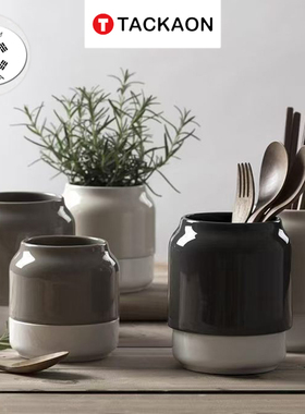 韩国进口tackaon陶瓷筷子铲子勺子收纳筒餐具收纳沥水收纳架罐子