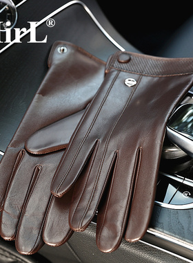 进口真皮手套男冬季户外骑行开车紧手薄款羊皮手套男士触屏厚保暖