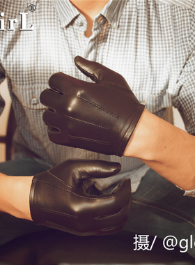定制意大利羊皮手套男短冬季骑行驾驶开车保暖薄修手真皮手套触屏