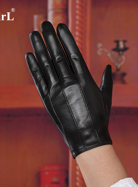 进口山羊皮手套男整皮单层触屏修手薄款加绒保暖驾驶短真皮手套男