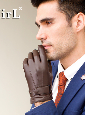 头层小山羊皮手套男真皮触屏冬季户外骑行厚保暖韩版修手真皮手套