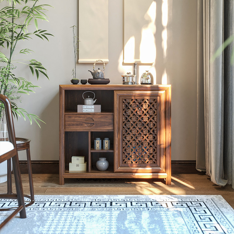 新中式茶水柜实木茶水柜单门推拉边柜茶室边柜烧水柜现代家具水柜,住宅家具,餐边柜,淘宝优惠券,粉丝福利购,淘宝优惠卷