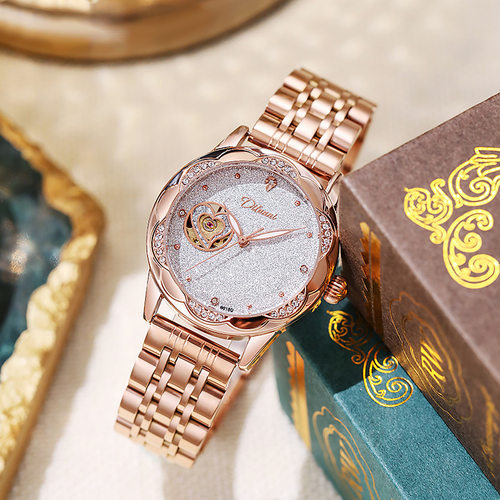 2025款正品狄凡尼满天星全自动女士机械表时尚奢华潮流爱心女手表