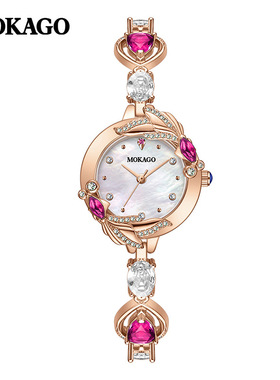 MKGO品牌新款水晶锦鲤贝表盘女高级小众轻奢珠宝镶钻手链女表