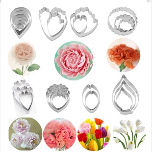 不锈钢牡丹花瓣切膜康乃馨玫瑰水滴模具花瓣馒头翻糖面食叶子模具