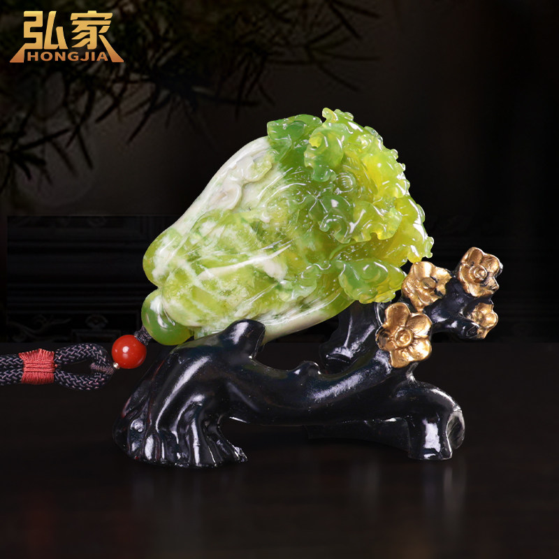 天然玉石摆件岫玉白菜精品原石雕刻家居工艺品客厅办公室装饰摆设