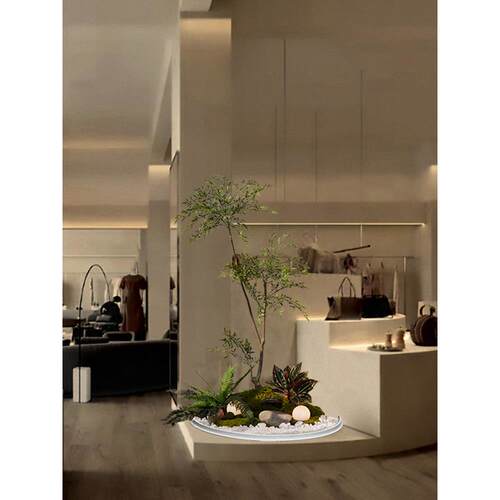 模拟绿色植物服装店橱窗入口转角软装景观景观室内彷生假植物装饰