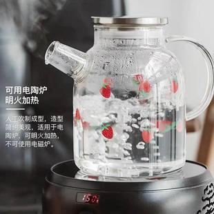 耐热北欧冷水壶套装 夏季 耐高温印花玻璃水壶小号家用凉开水杯创意