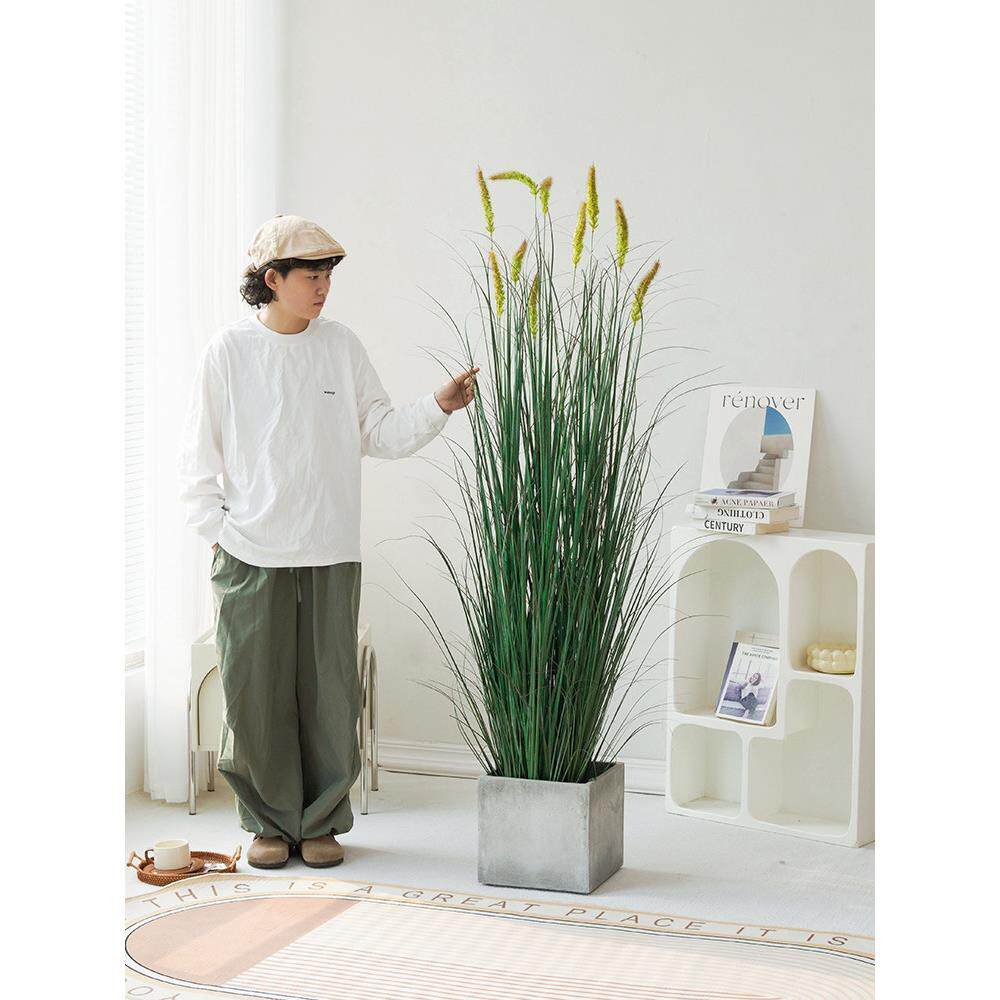 芦苇草彷真花网红狗尾巴草高端彷生绿植室内造景轻奢装饰摆件假花