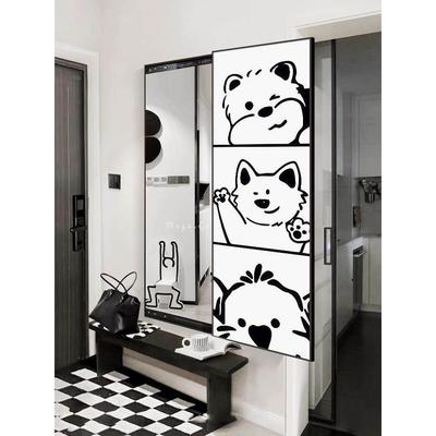 风推拉式全身镜装饰画隐藏镜子卧室入口挂画隐藏隐形全身镜