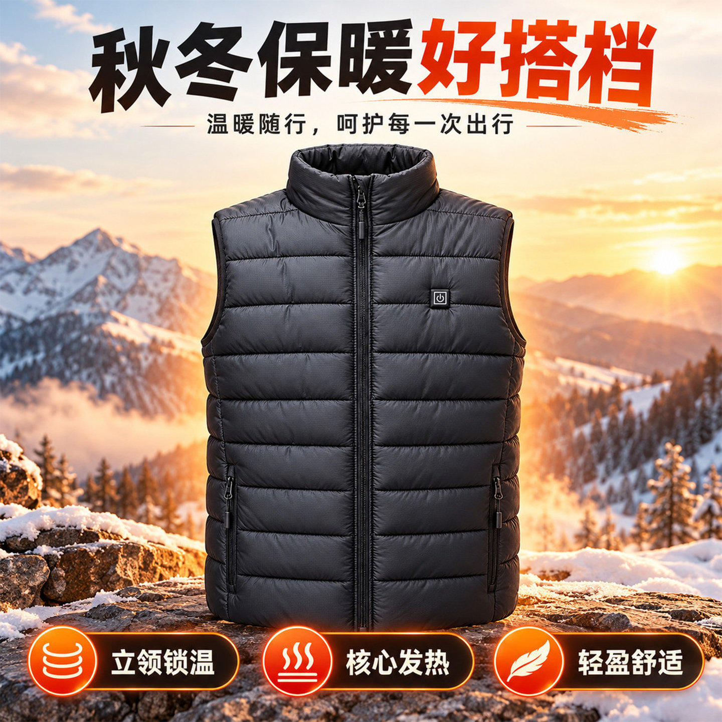 冬季发热马甲男保暖羽绒棉背心