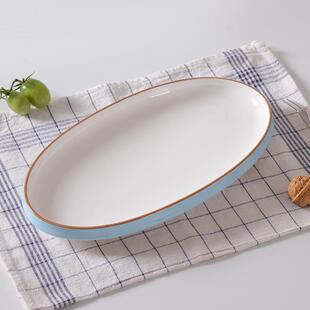 陶瓷鱼盘家用蒸鱼盘子椭圆形装鱼菜盘釉下彩酒店餐厅饭店创意朋珍