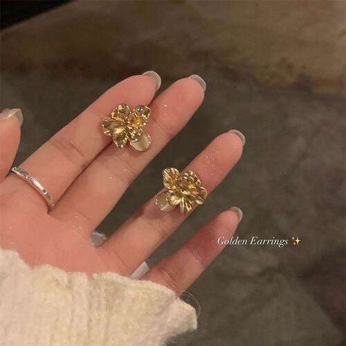 仙莉丝复古猫眼石花朵耳环小众