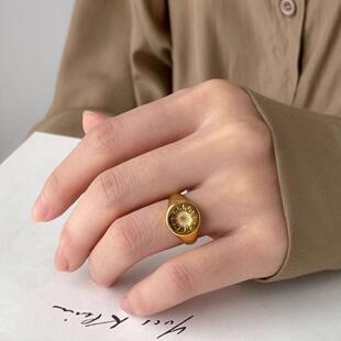 太阳之神!开口设计可调节力量感金币圆牌戒指圆币气质大方欧美感