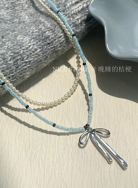 仙莉丝海盐清爽蝴蝶结珍珠项链