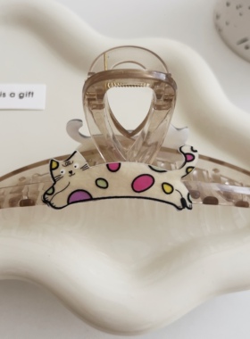 可爱萌趣猫咪抓夹2025新款独特设计感发夹后脑勺发量多鲨鱼夹发饰