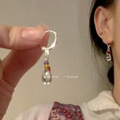 森系清新水滴耳扣女新款 轻奢气质显瘦耳饰秋冬小众设计感高级耳环