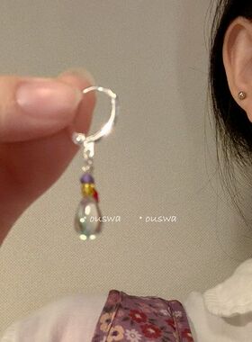 森系清新水滴耳扣女新款轻奢气质显瘦耳饰秋冬小众设计感高级耳环