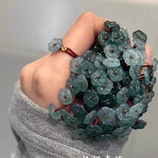 新中式有钱花仿玉花戒指女精致本命年红绳编织食指戒简约百搭国风