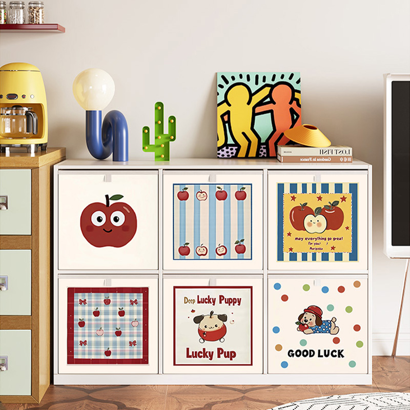 卡通可爱收纳箱卡莱克格子柜收纳筐抽屉式牛津布开放儿童房收纳盒