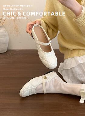 叁里法式温柔菱格纹包头半拖鞋女2026夏新款内增高软底一脚蹬凉鞋