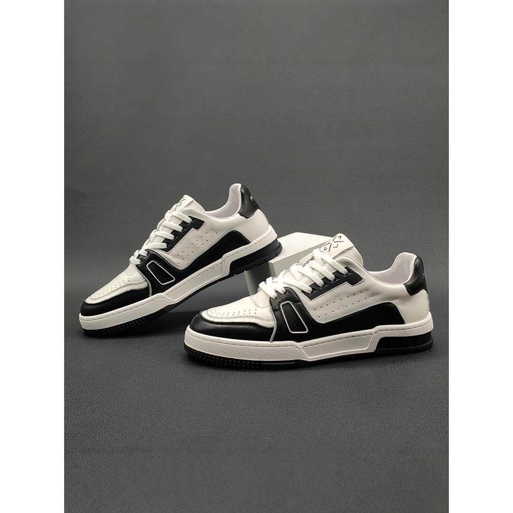 欧洲站男鞋板鞋男款2025新款秋冬季时尚潮流厚底熊猫拼色小白鞋男