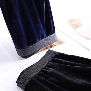 女秋冬新款 阔腿裤 高腰垂感直筒丝绒微喇 MISS黑色金丝绒窄版 TOUCH