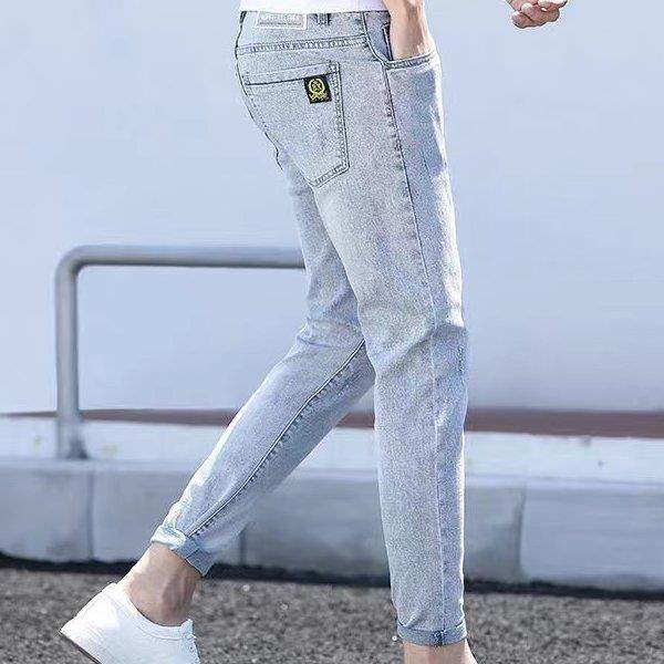 高端浅色牛仔裤男秋季薄款潮流男士修身小脚弹力休闲九分裤子,男装,牛仔裤,淘宝优惠券,粉丝福利购,淘宝优惠卷